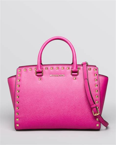 michael kors soft pink purse|Michael Kors pink studded purse.